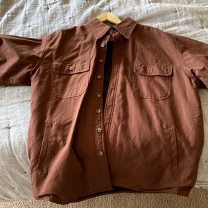 Denim fleece lined button up shirt jacket